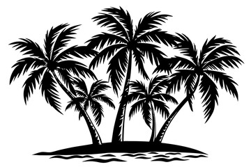 Coconut trees silhouette vector on white background