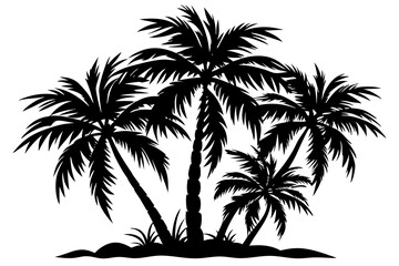 Coconut trees silhouette vector on white background