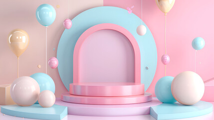 product display podium 3d with tropical leaves, Beauty product photo background, smooth rectangular colorful podium in hard sunlight with palm tree leaf 