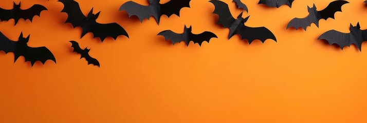Black Bats on Orange Background