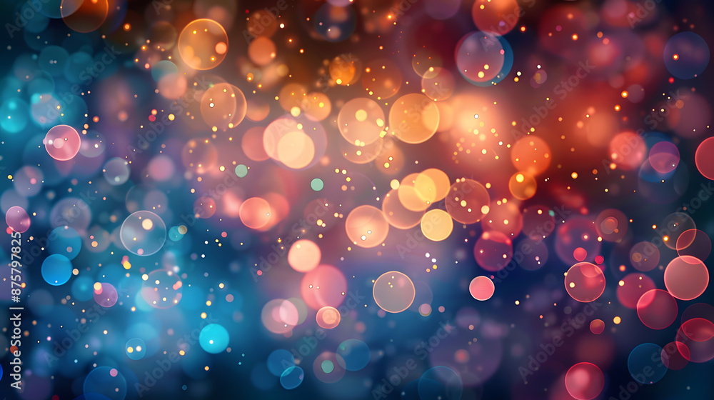 Poster a stunning display of colorful bokeh lights, creating a dreamy and abstract background perfect for f