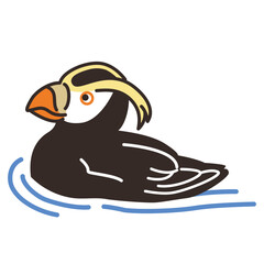 エトピリカのイラスト(泳いでる)