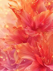 Close-up of vibrant red flowers with a glowing effect