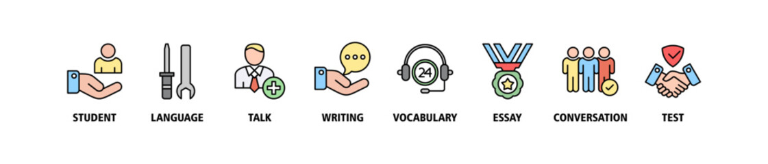 Customer care banner web icon set vector illustration concept for customer support and telemarketing service with an icon of help, client, advice, chat, service, reliability, quality, and satisfaction