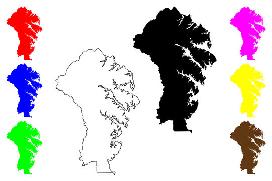 Anne Arundel County, Maryland (U.S. county, United States of America, USA, U.S., US) map vector illustration, scribble sketch Anne Arundel map