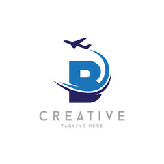 Letter B Air Travel Logo vector icon Design with plane graphic element, symbol, sign for travel agency logo design. airline logo illustration