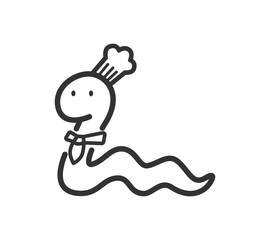 コック帽をかぶった蛇のイラスト
