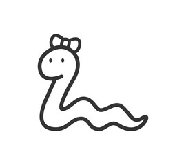 リボンを付けた蛇のイラスト
