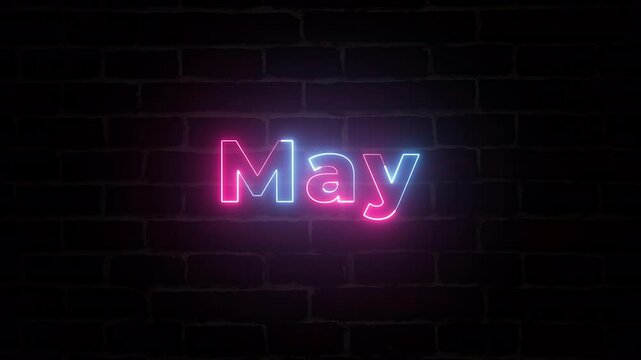 May Neon text typography animation 4k video