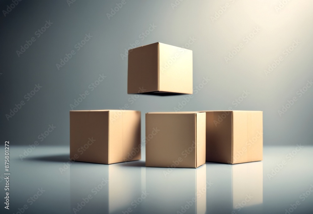 Poster three floating empty composition abstract boxes