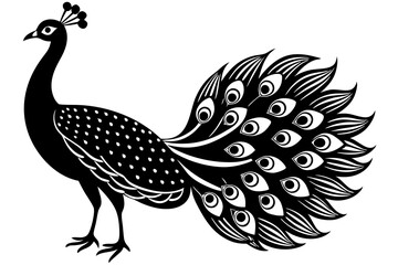 Peacock icon silhouette vector art illustration