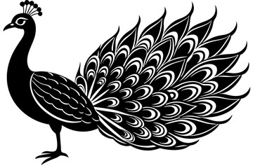 Fototapeta premium Peacock icon silhouette vector art illustration
