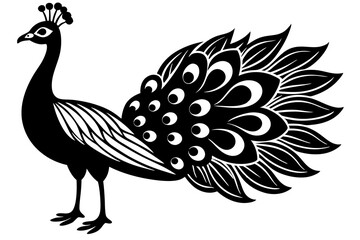 Peacock icon silhouette vector art illustration