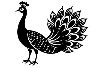 Peacock icon silhouette vector art illustration