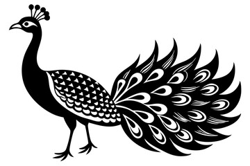 Peacock icon silhouette vector art illustration