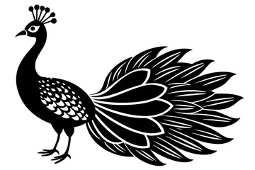 Peacock icon silhouette vector art illustration