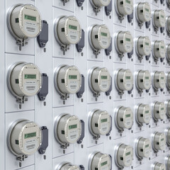 Digital electric meters for an apartment complex - 3D illustration
