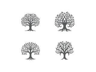 premium and creative tree set logo vector, vector and illustration,