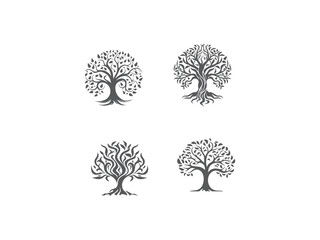 Naklejka premium premium and creative tree set logo vector, vector and illustration,