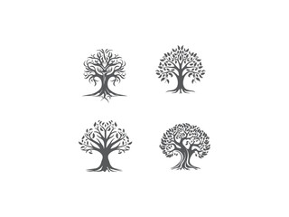 premium and creative tree set logo vector, vector and illustration,
