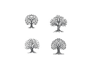 premium and creative tree set logo vector, vector and illustration,