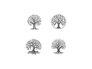 premium and creative tree set logo vector, vector and illustration,