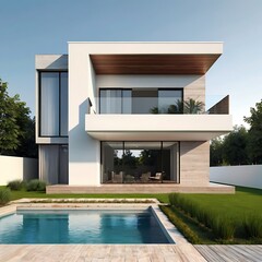 Luxury modern house isolated on white background