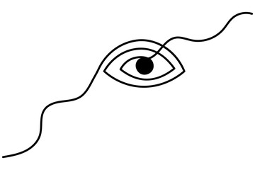 Obraz premium Eye continuous one line drawing of isolated outline vector art illustration
