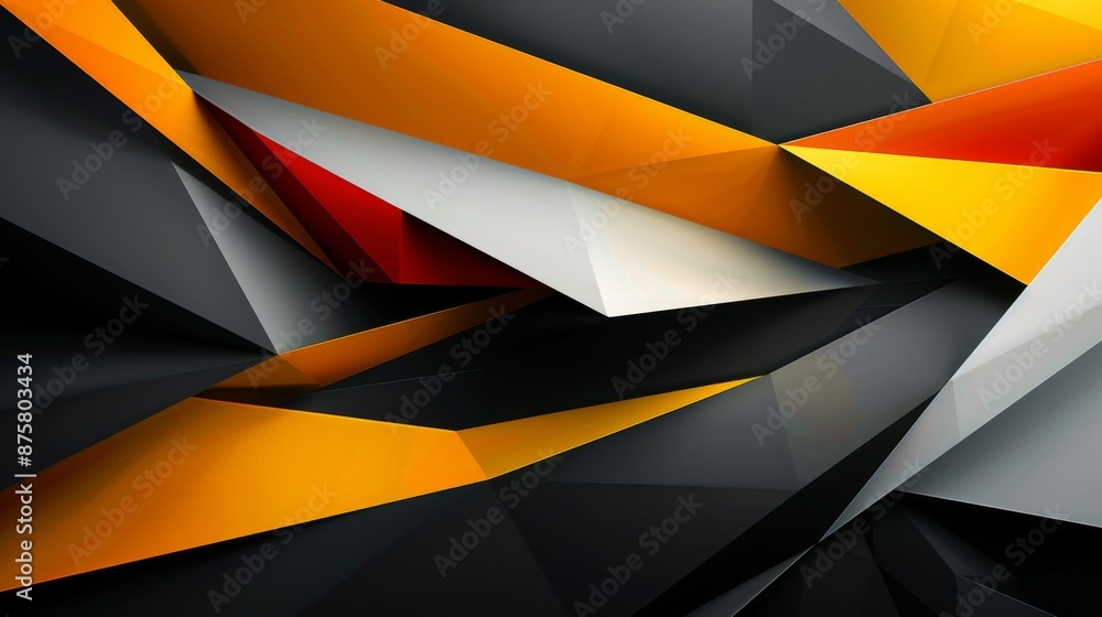 Poster abstract 3d geometric shapes with sharp edges and bright colors
