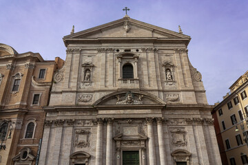 Partial view of the facade of a renaissance church