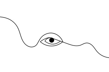 Eye continuous one line drawing of isolated outline vector art illustration