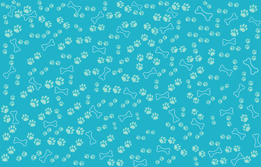 Paw pet seamless pattern, dog or cat footprint texture, animal background, stamp repeat, foot track wallpaper.  Good for textile fabric design, wrapping paper, website wallpapers, textile, apparel