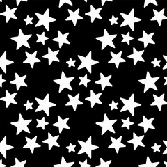 Stars seamless pattern. Vector illustration on black backround. Eps 10