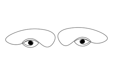 Eye continuous one line drawing of isolated outline vector art illustration