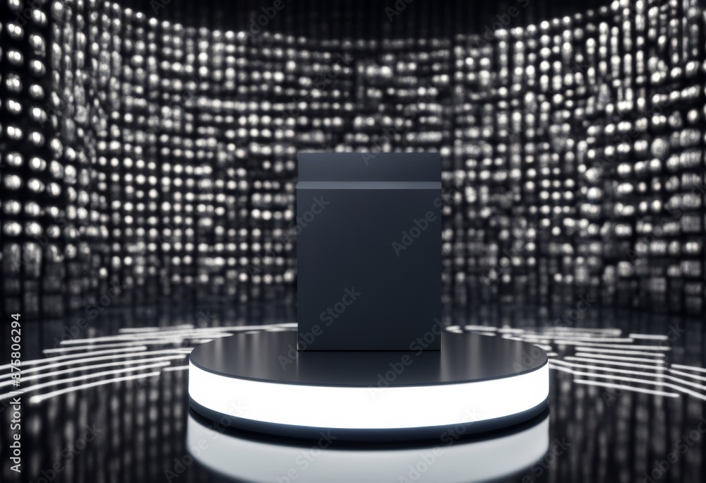 Poster new futuristic light big empty stand presentation show pedestal laboratory blank glowing ai circle p