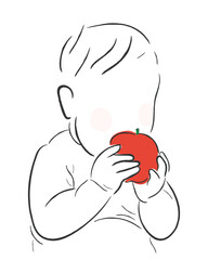 Hand drawn line art vector of kids health ad wellness club concept. Pediatric Dietitian poster art.