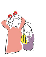 hand drawn line art vector of kids holding fruits and vegetables. Nutrition and healthy diet in kids concept