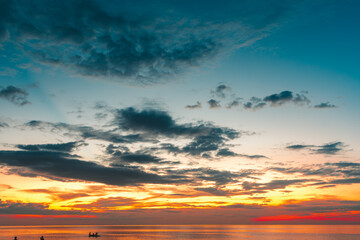 Beautiful sky with clouds above the ocean on nature background