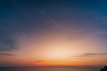 Beautiful sky with clouds above the ocean on nature background