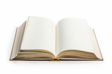 Fototapeta premium open blank book on white background, top view, mockup style, white space for text, copy of stock photo, high resolution, high quality, high detail, professional photography