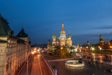 Fototapeta premium Top view of the Red Square in the evening illumination. Moscow, Russia