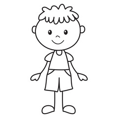 Stick figure standing boy
 vector cartoon illustration