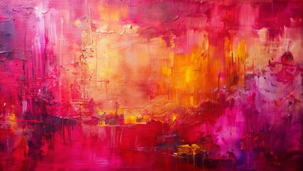 Vibrant magenta tones swirl across textured canvas, evoking an abstract oil painting aesthetic, with ample copy space for creative expression.
