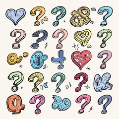Question mark icon, quiz symbol, interrogation sign, simple rebus silhouette, questions emblem, faq set