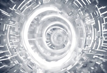 Obraz premium modern illustration 3d circular technology geometric design wallpaper futuristic white building tunnel background portal light three-dimensional abstract