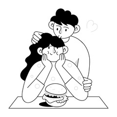 Hand drawn mini illustration of feeding partner 

