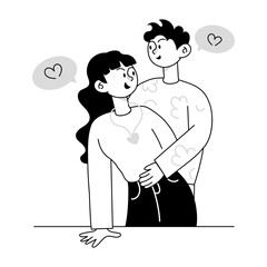 A doodle mini illustration of happy couple 


