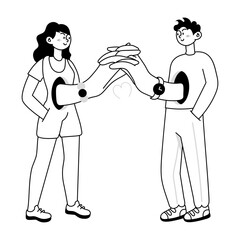 A doodle mini illustration of virtual dating  

