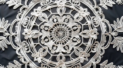 Intricately crafted lace doily with detailed designs, perfect for enhancing any table setting or decor.