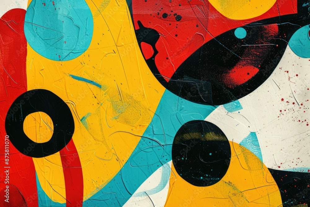 Aufkleber artistic composition with vibrant colors and modern geometric shapes, creating a dynamic and contemp